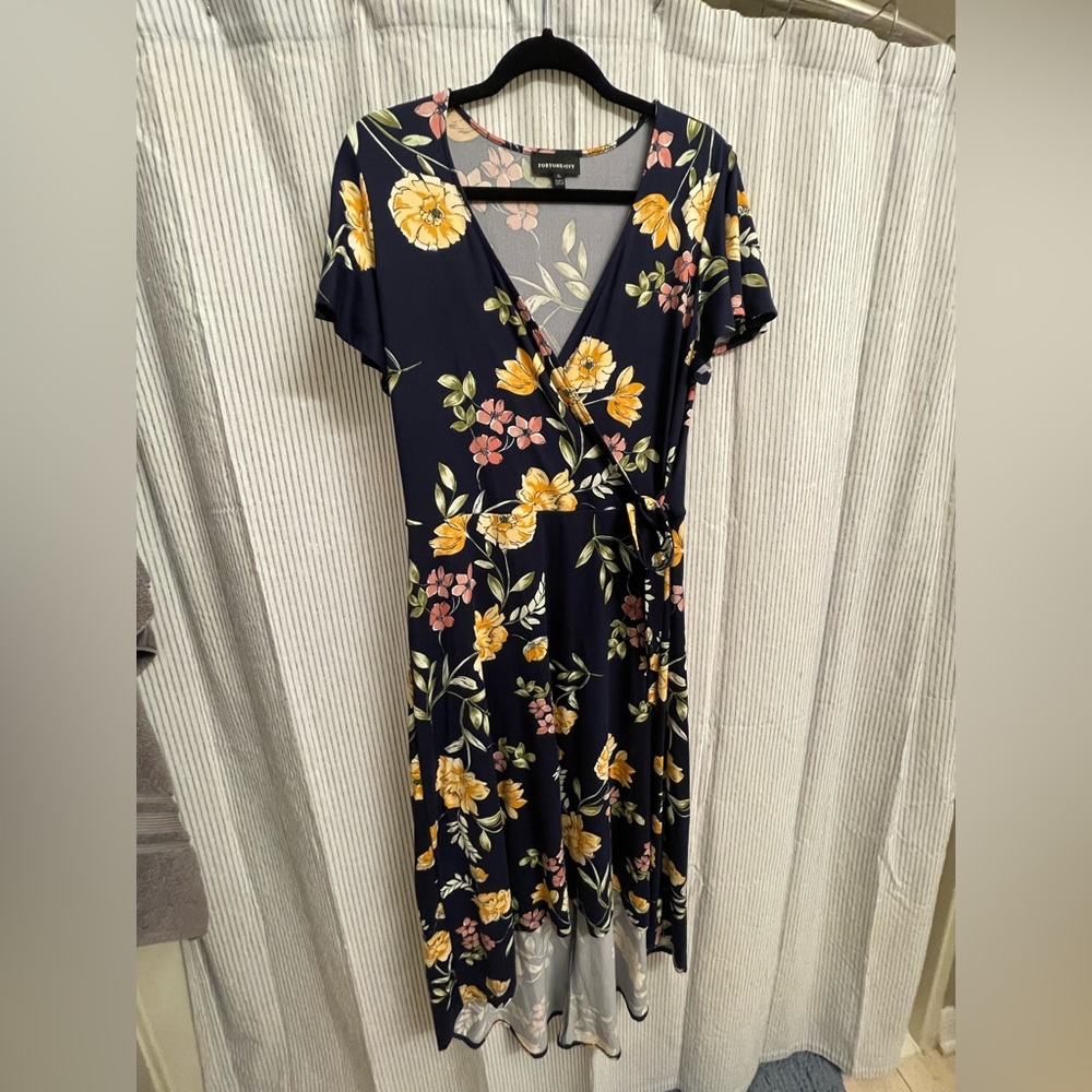 High Low Floral Wrap Dress